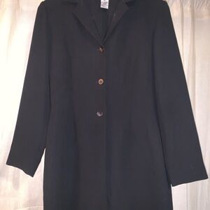 Rena Rowan Black Single-Breasted Wool Trench Coat